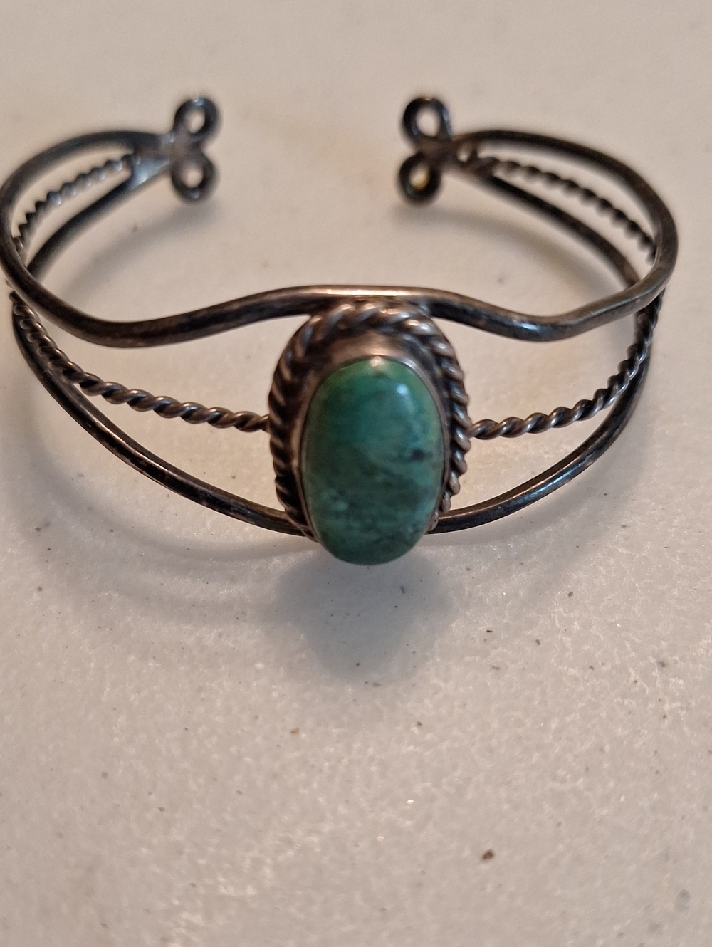 Sterling Silver 925 Green Turquoise Cuff Bracelet